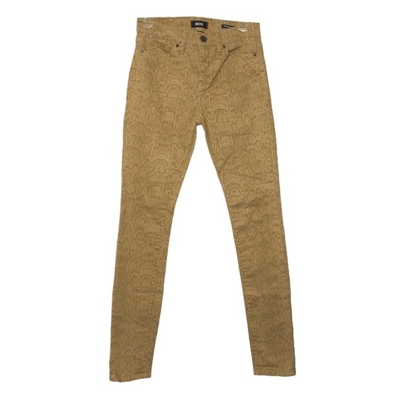 New - BDG Cotton Tan Snakeskin High-Rise Cigarette Ankle Jeans - Size 26W x  30L - Picture 1 of 7